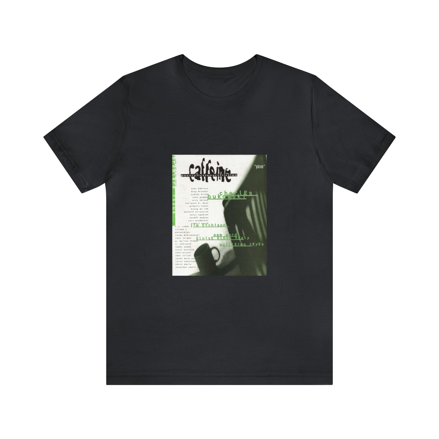 Caffeine Magazine: Poetry, Fiction, Art, Friction. Issue #1 Cover Art Unisex Jersey Short Sleeve Tee