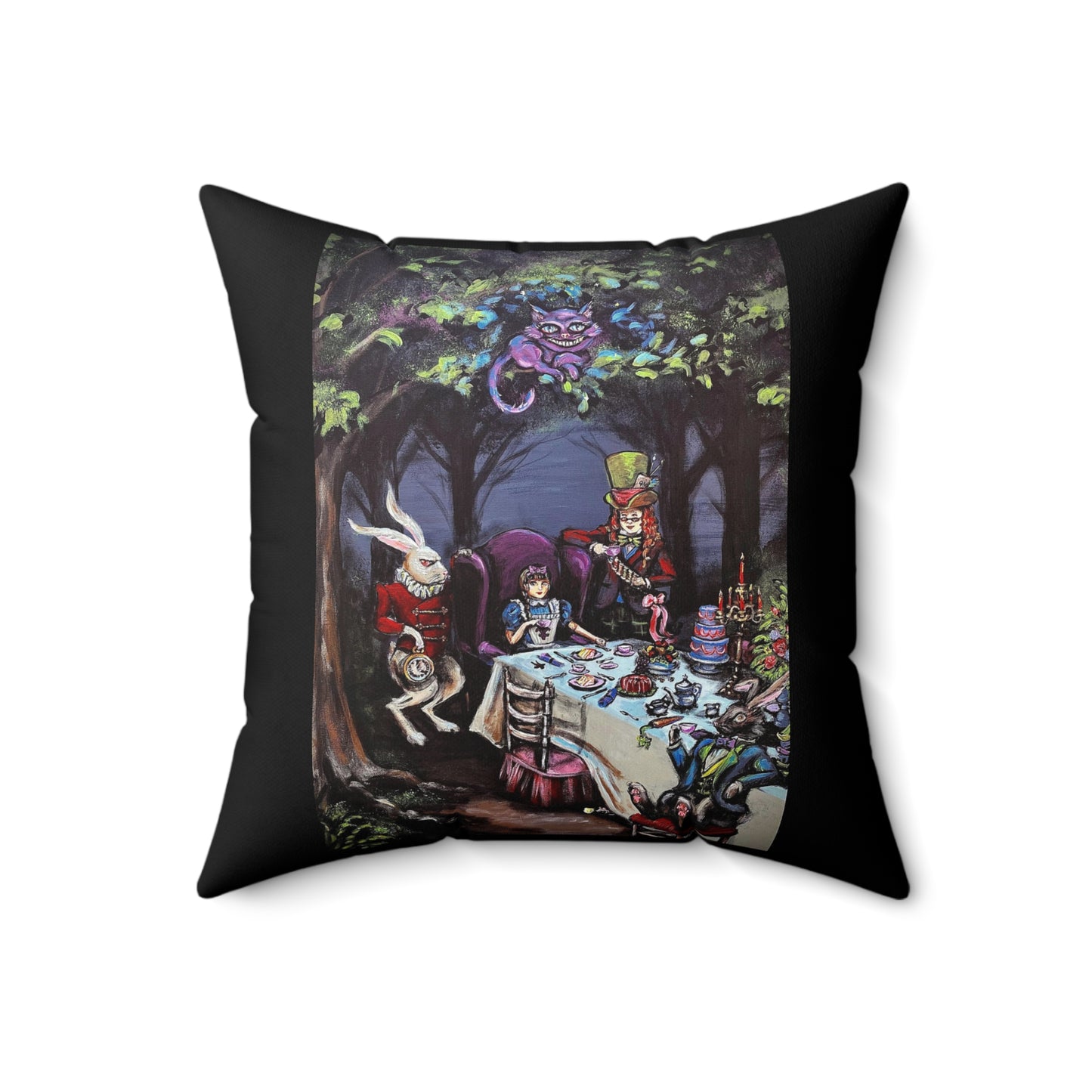 Scared & Alone Richard-Lael Lillard's "Mad Hatter's Tea Party" Square Gallery Pillow