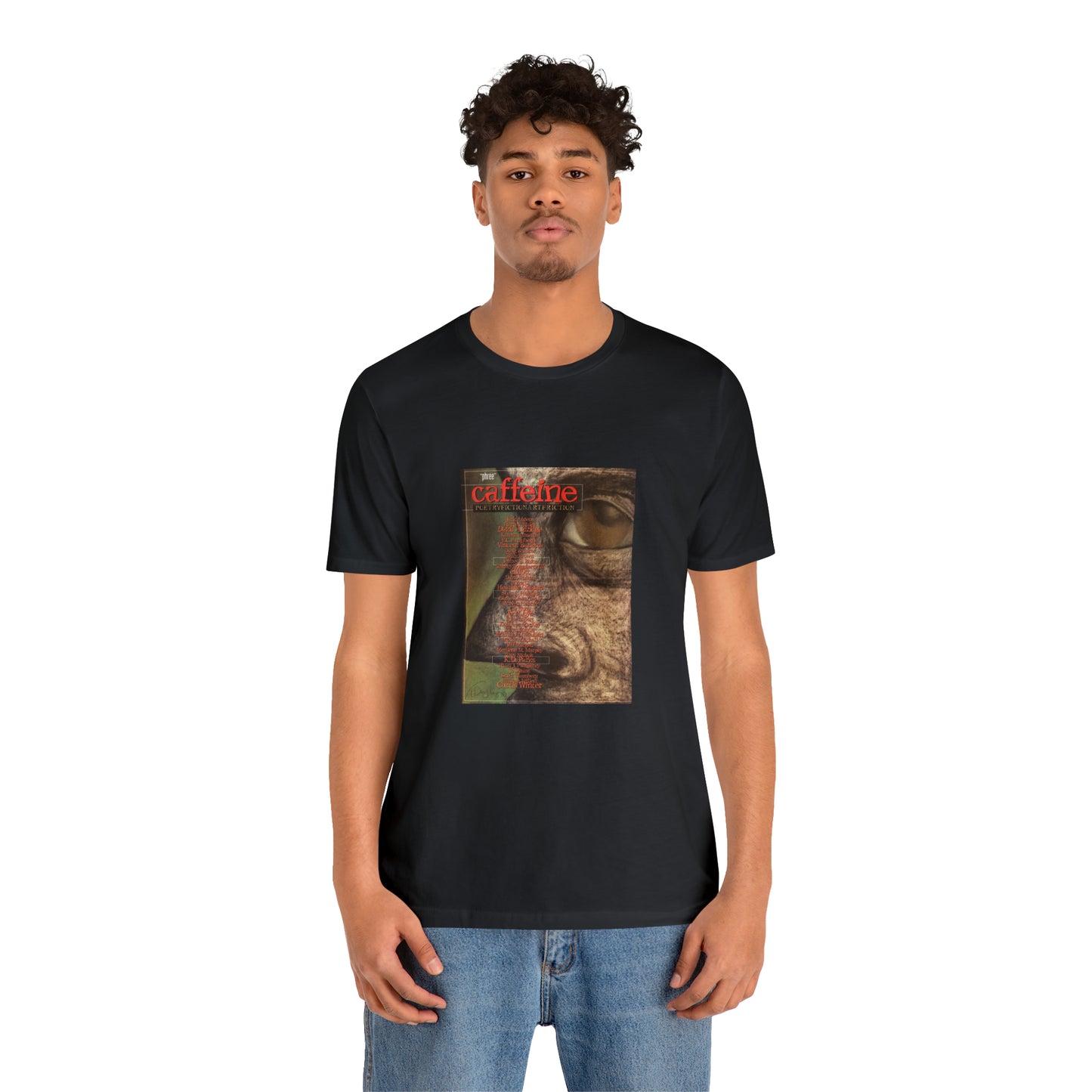 Caffeine Magazine: Poetry, Fiction, Art, Friction. Issue #9 Cover Art Unisex Jersey Short Sleeve Tee