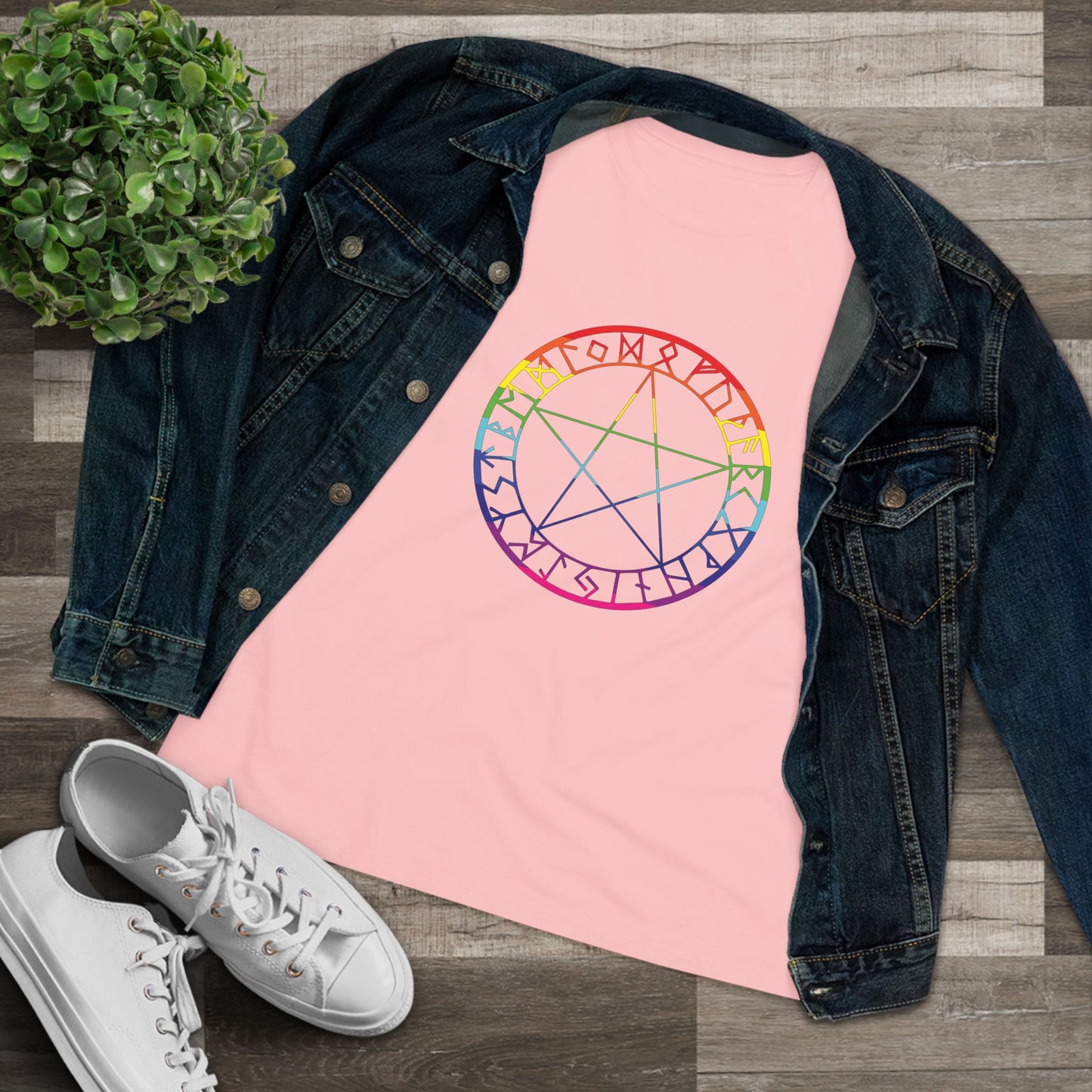 Spellcaster Casual Fit Women's Tee - Rainbow Witch