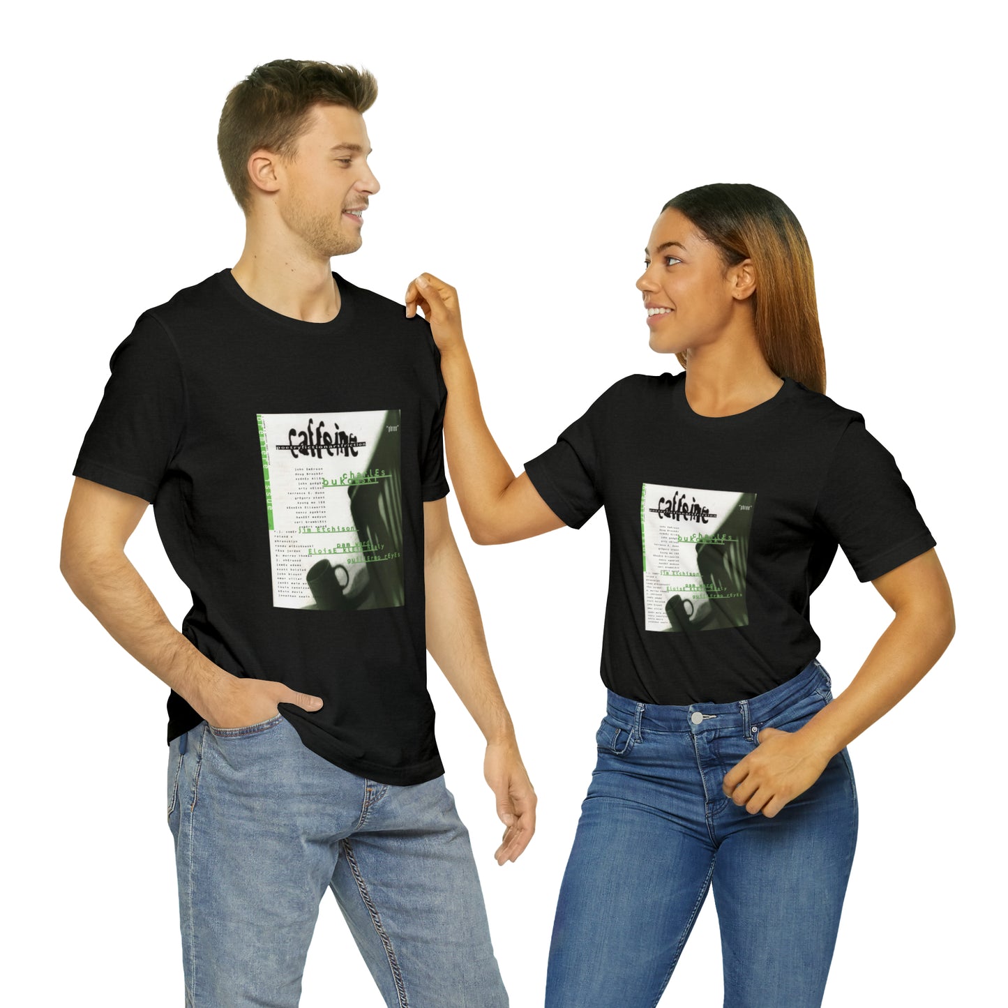 Caffeine Magazine: Poetry, Fiction, Art, Friction. Issue #1 Cover Art Unisex Jersey Short Sleeve Tee