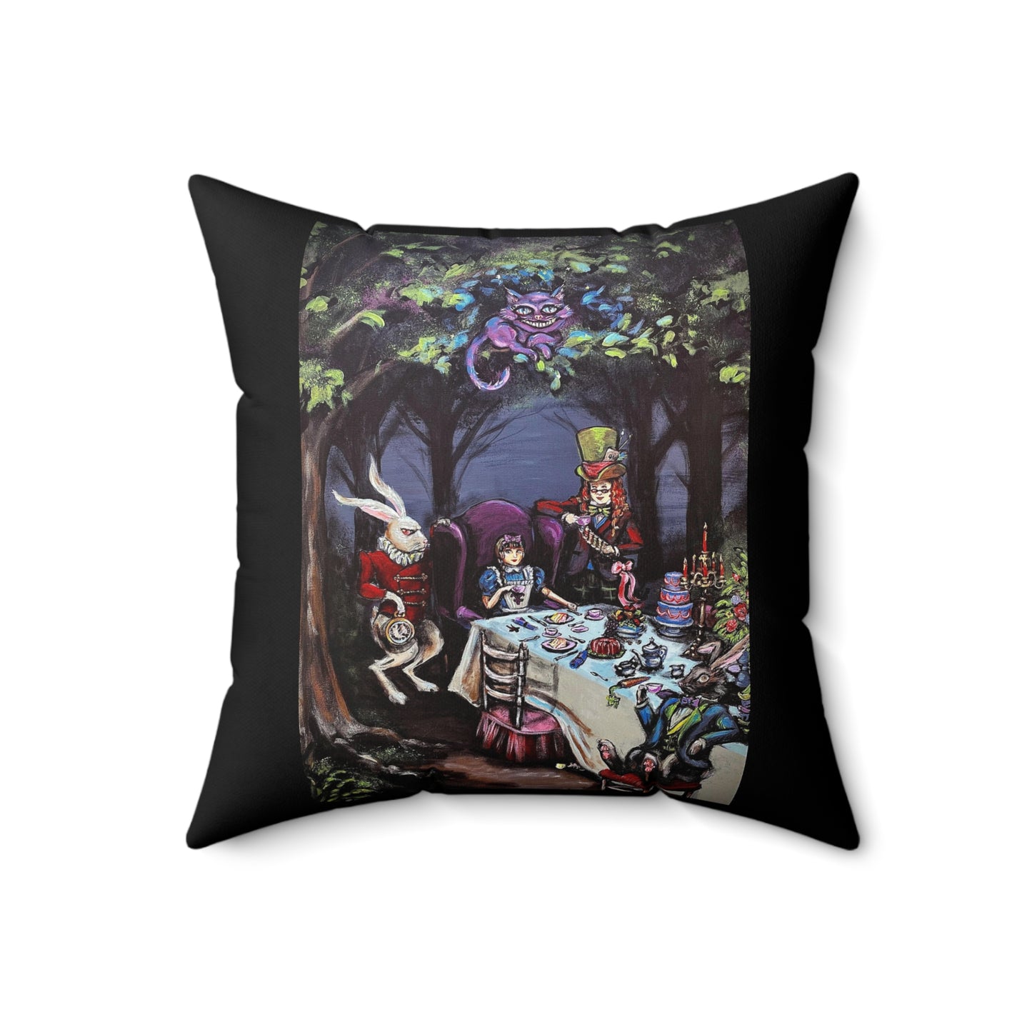 Scared & Alone Richard-Lael Lillard's "Mad Hatter's Tea Party" Square Gallery Pillow