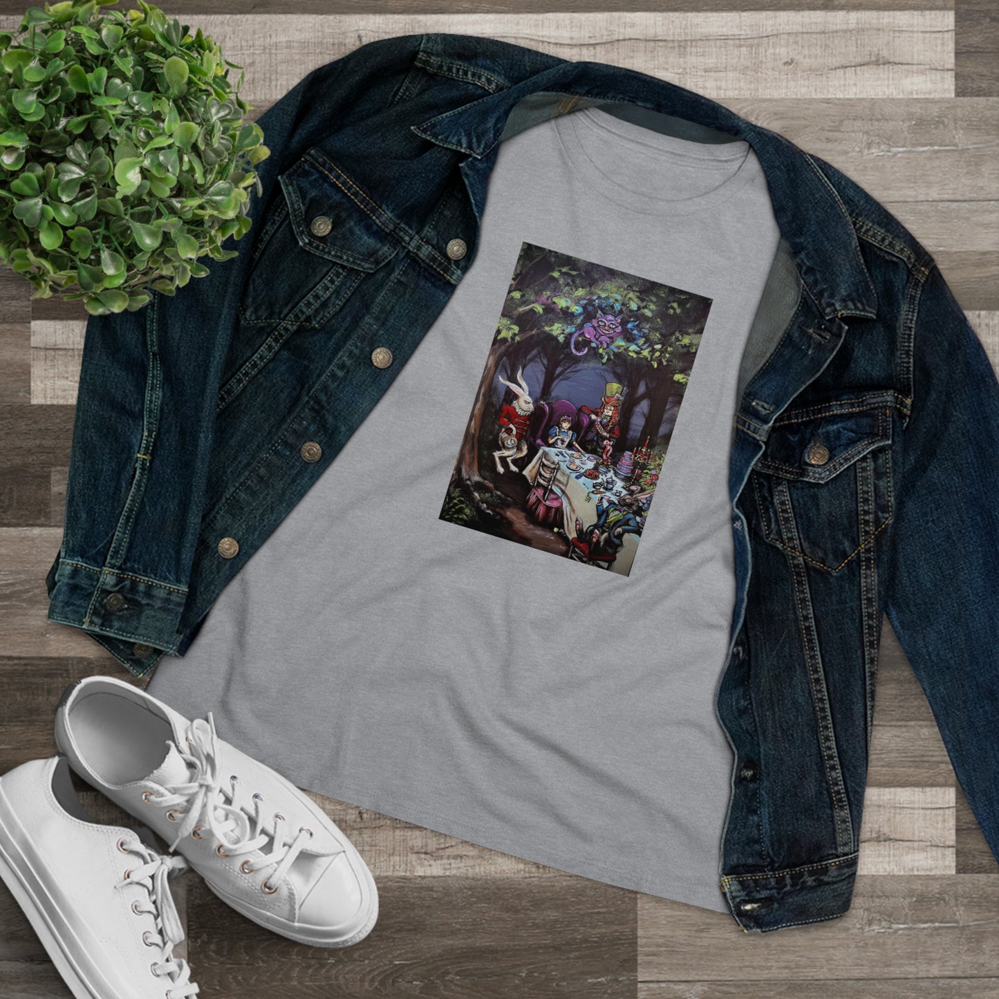 Scared & Alone "Mad Hatter's Tea Party" by Richard-Lael Lillard Women's Premium Gallery Tee