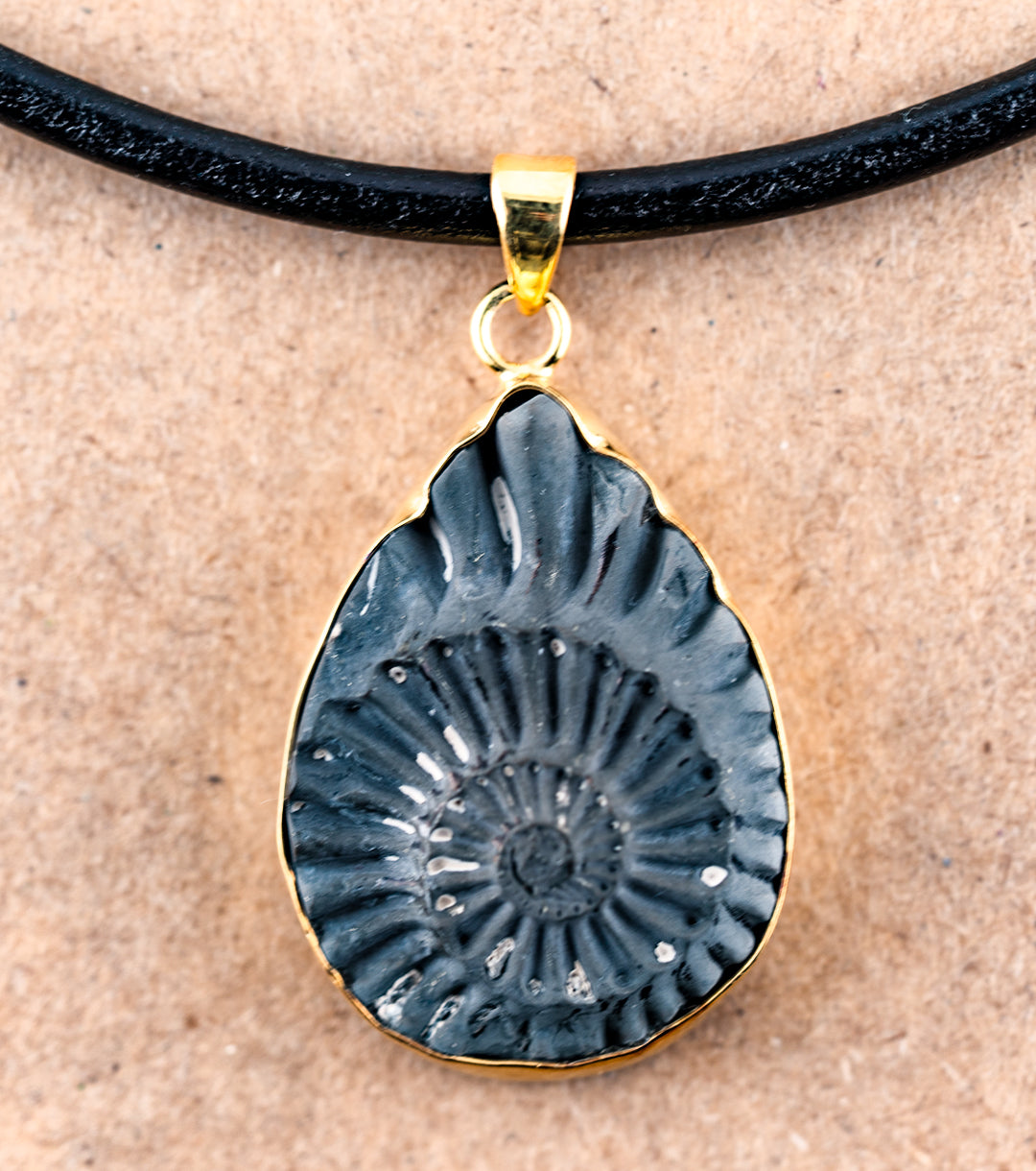 Fossil Ammonite Pyrite & Gold-Plate Necklace