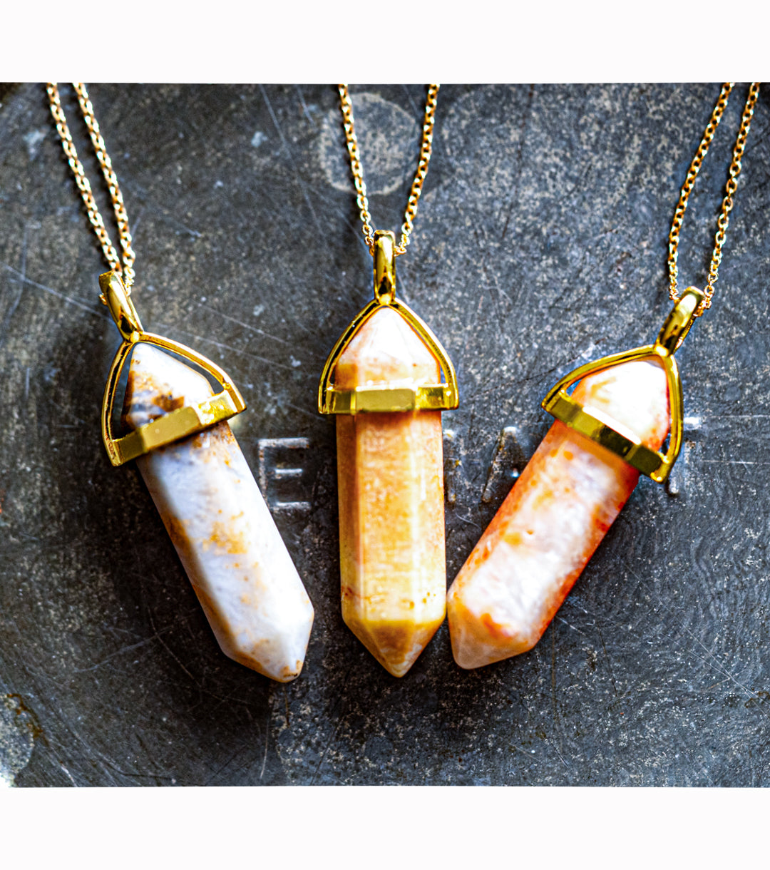 Moroccan Fossil Coral Point & 14K Gold-Filled Necklace – Mystery