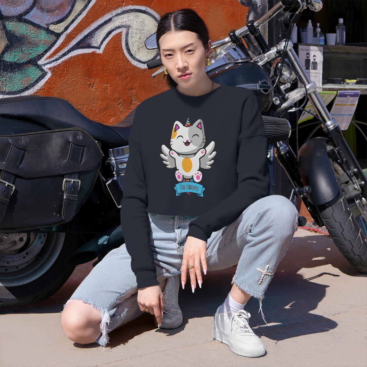 Spirit Cuties "Cat Alicorn" Women's Cropped Sweatshirt
