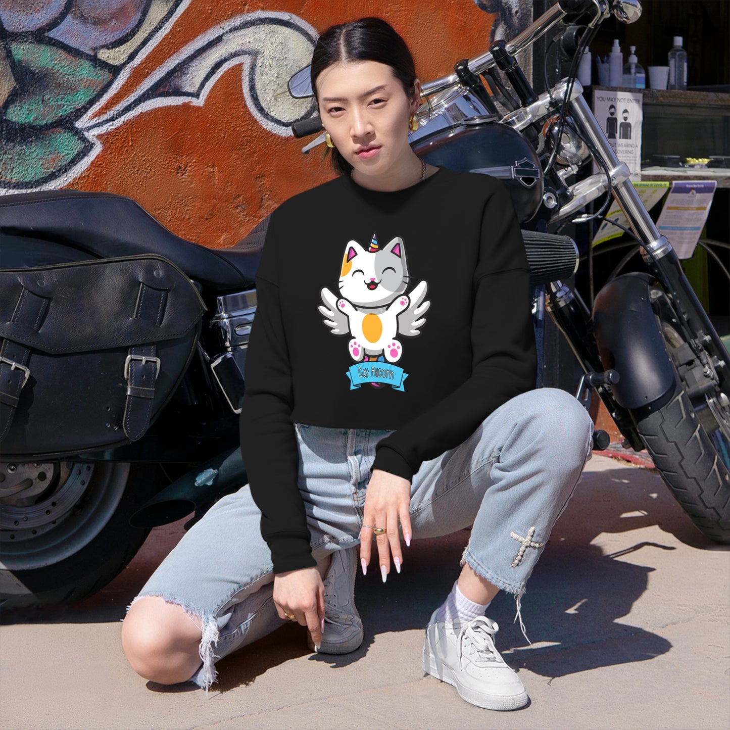 Spirit Cuties "Cat Alicorn" Women's Cropped Sweatshirt