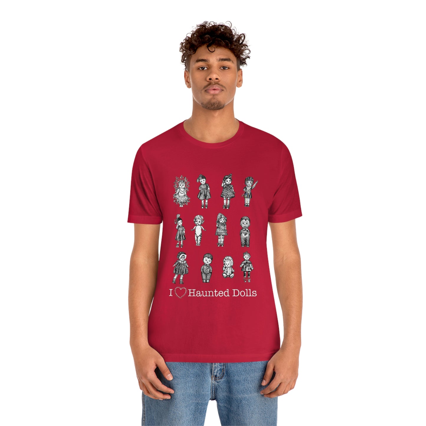 Scared & Alone Haunted Doll Unisex Jersey Short Sleeve Tee