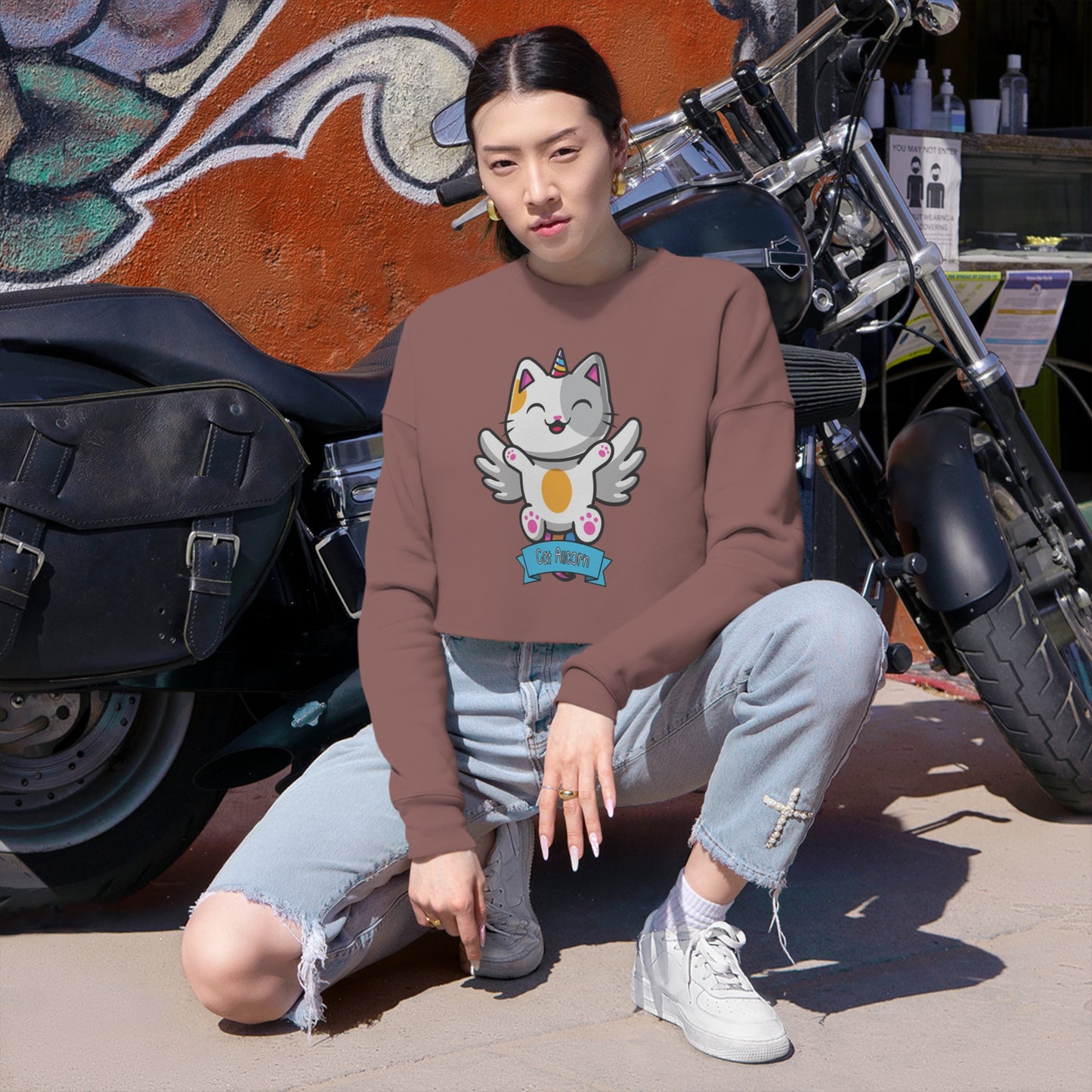 Spirit Cuties "Cat Alicorn" Women's Cropped Sweatshirt