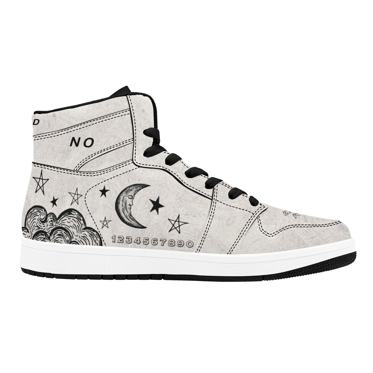 Scared & Alone Spirit Board Men's Vegan Leather High-Top Court Shoes "Birch & Raven"