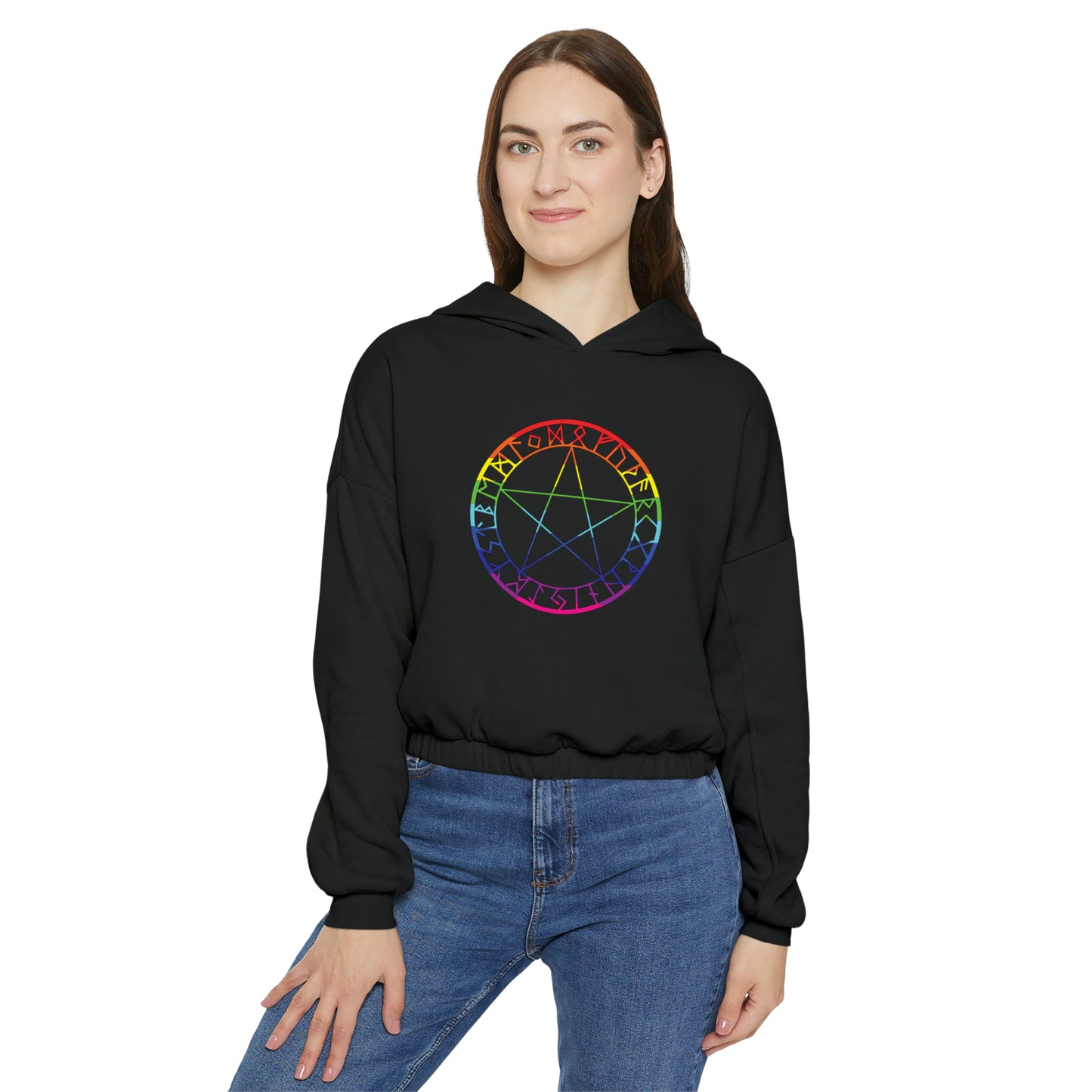 Spellcaster by Patti Negri "Witch" Rainbow Women's Cinched Bottom Hoodie