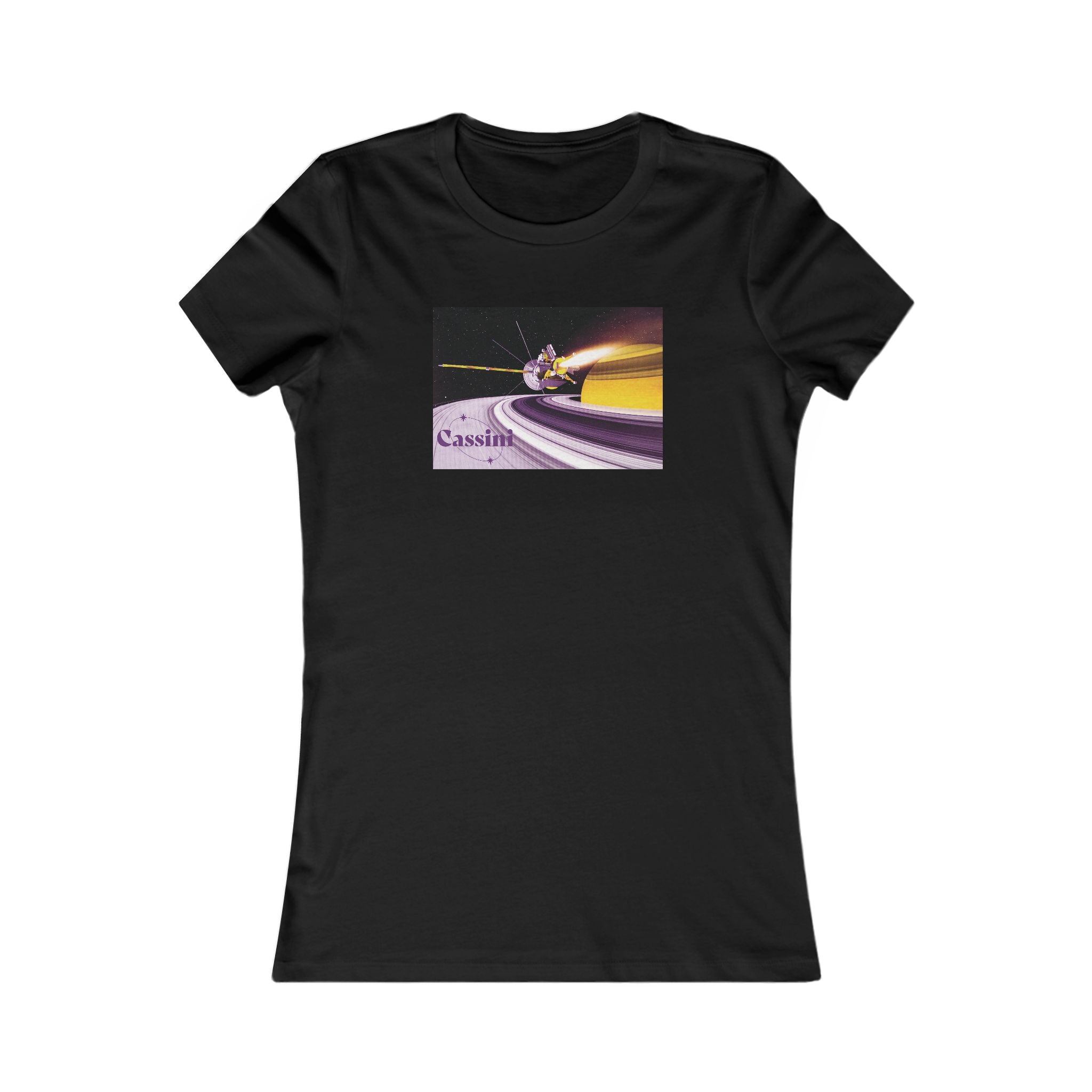Orbiting Saturn Women's Fitted Tee - Space Exploration