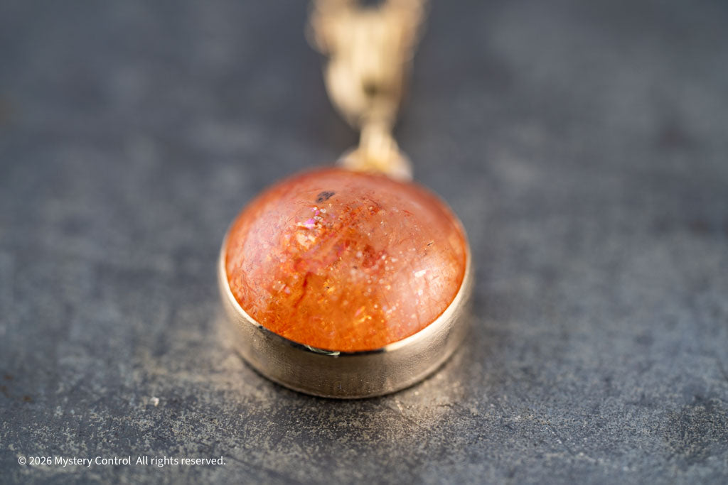 Positivity Sunstone and Gold Charm Necklace
