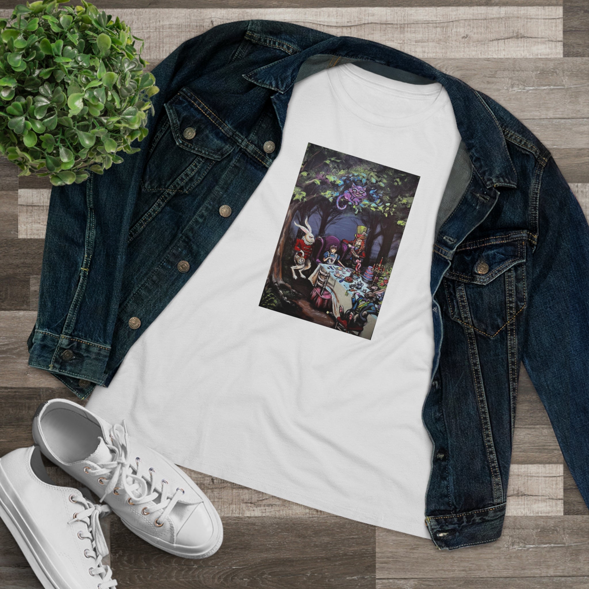 Scared & Alone "Mad Hatter's Tea Party" by Richard-Lael Lillard Women's Premium Gallery Tee