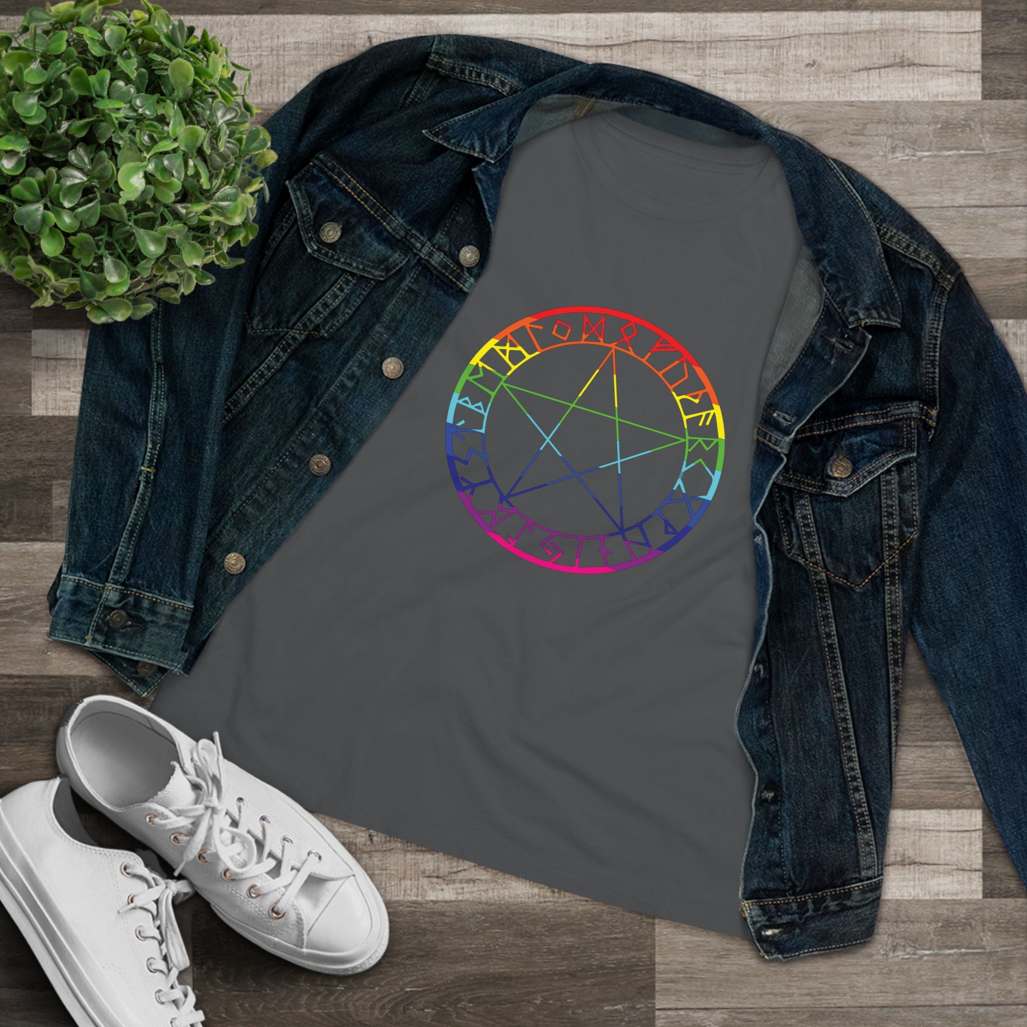 Spellcaster Casual Fit Women's Tee - Rainbow Witch