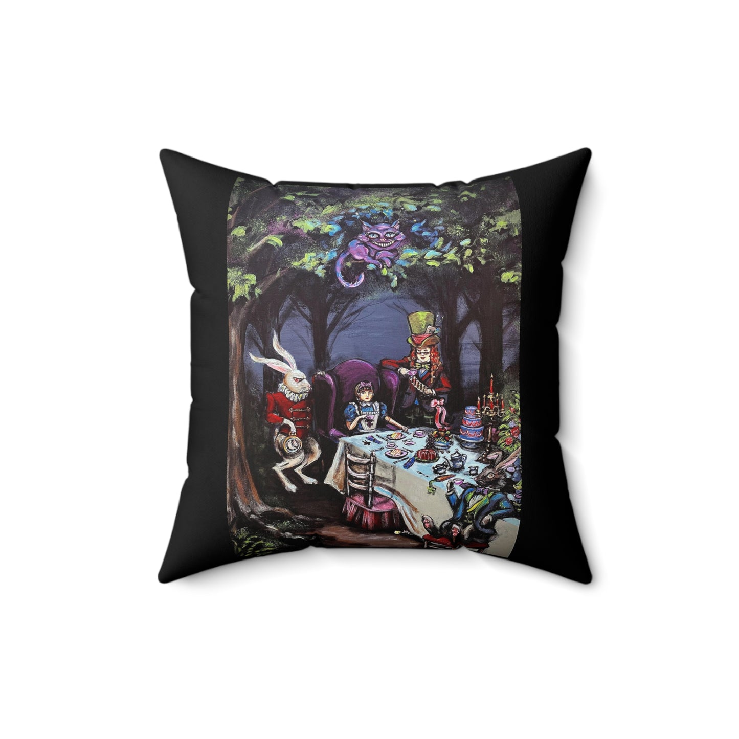 Scared & Alone Richard-Lael Lillard's "Mad Hatter's Tea Party" Square Gallery Pillow