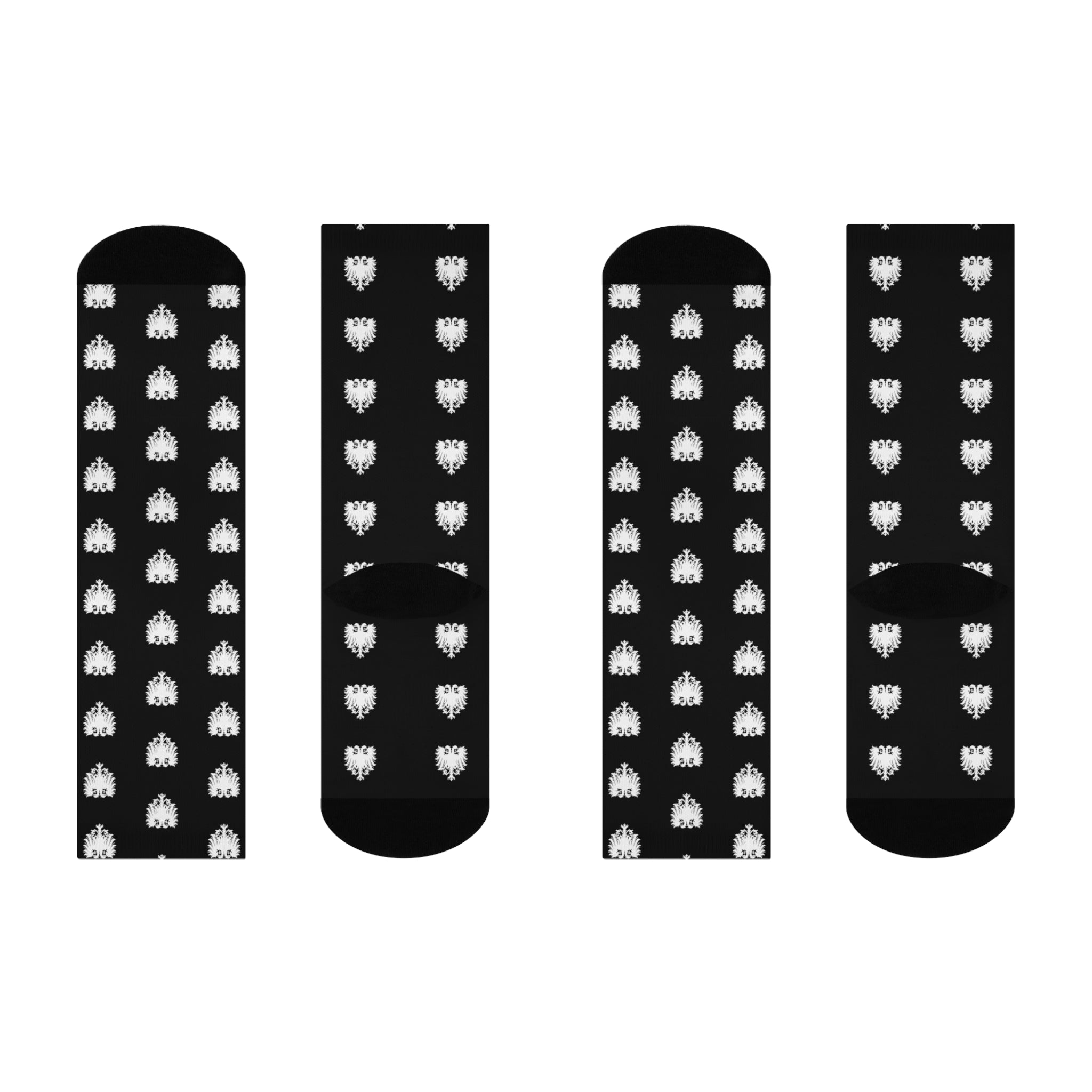 University Magickus "Double Dragon" Cushioned Crew Socks in Black/White