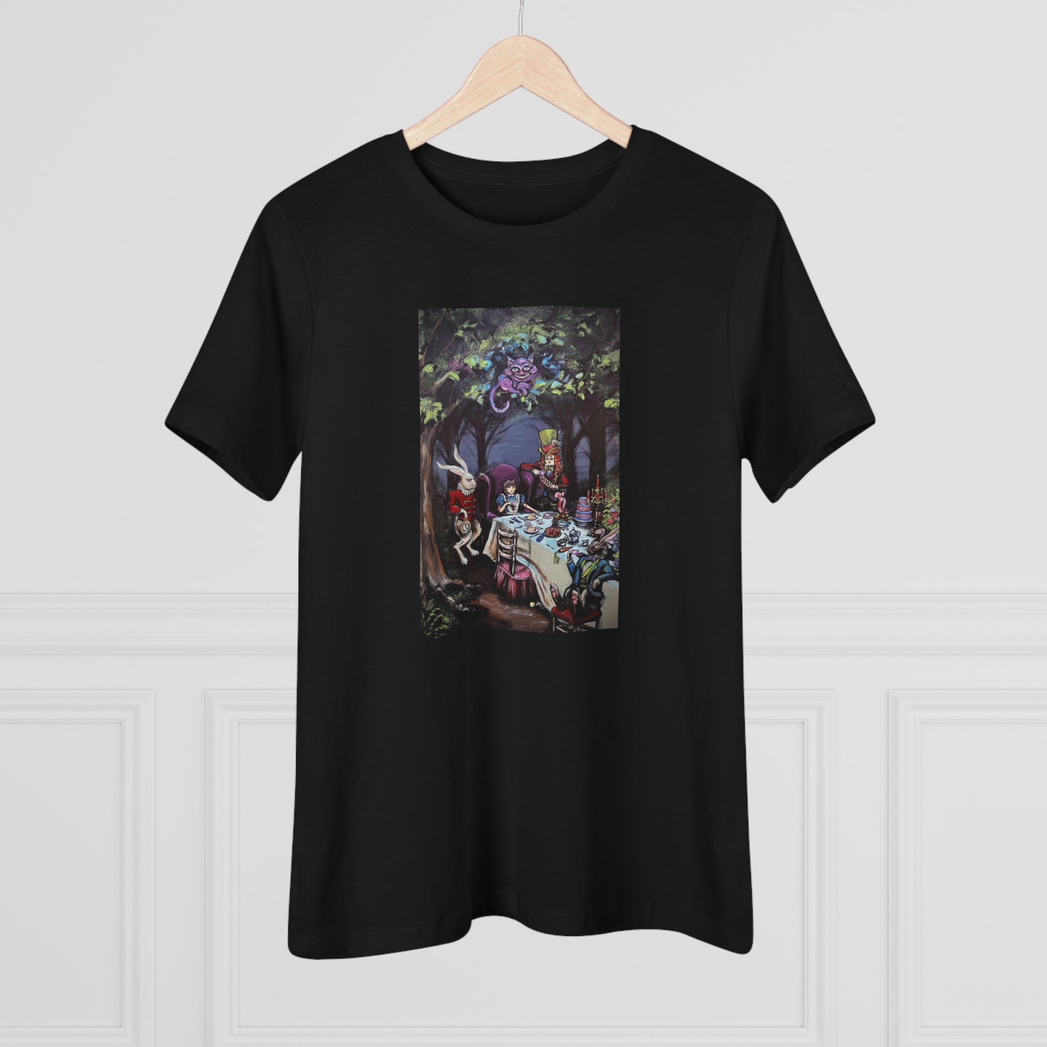 Scared & Alone "Mad Hatter's Tea Party" by Richard-Lael Lillard Women's Premium Gallery Tee