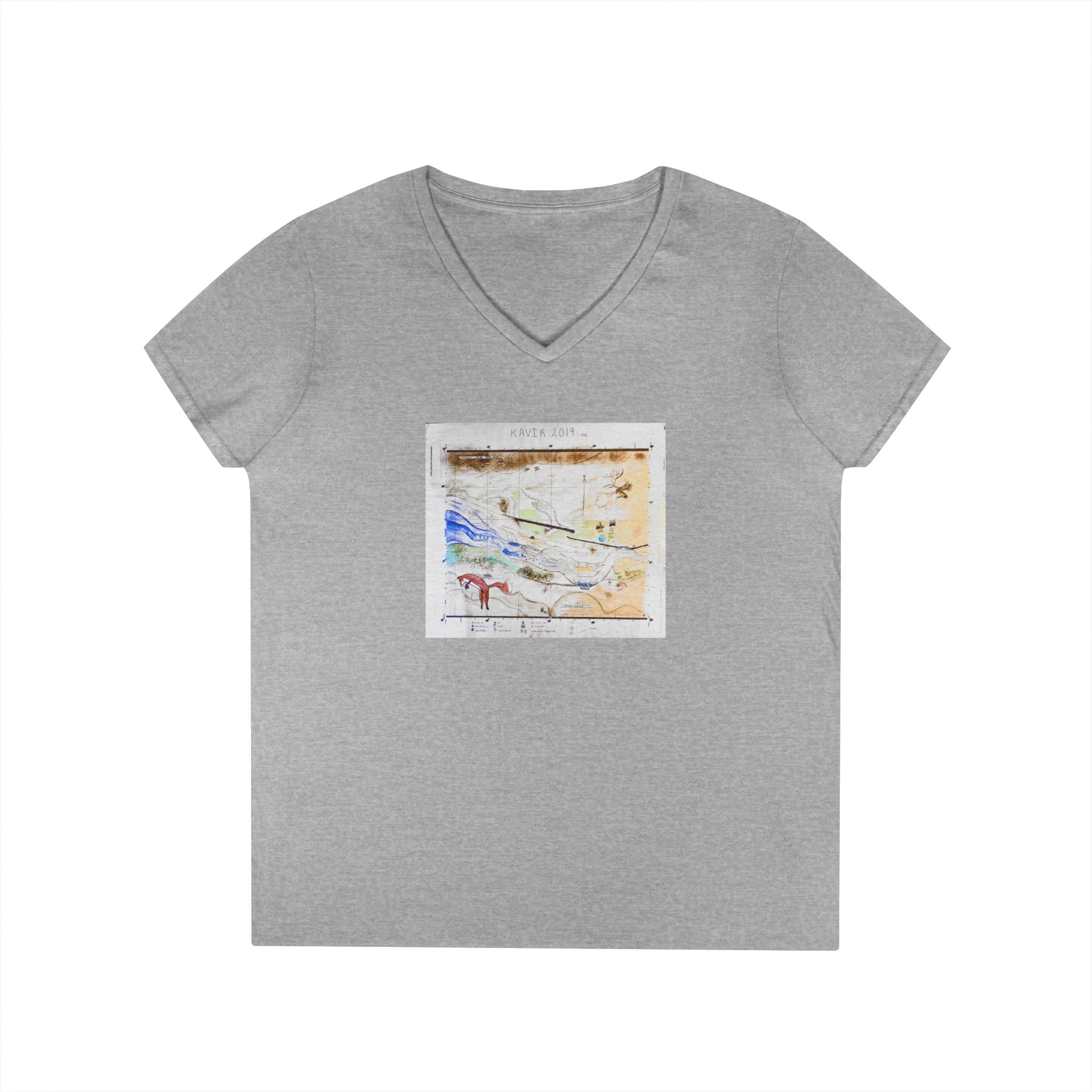 Sue's Kavik River Map Ladies' V-Neck T-Shirt