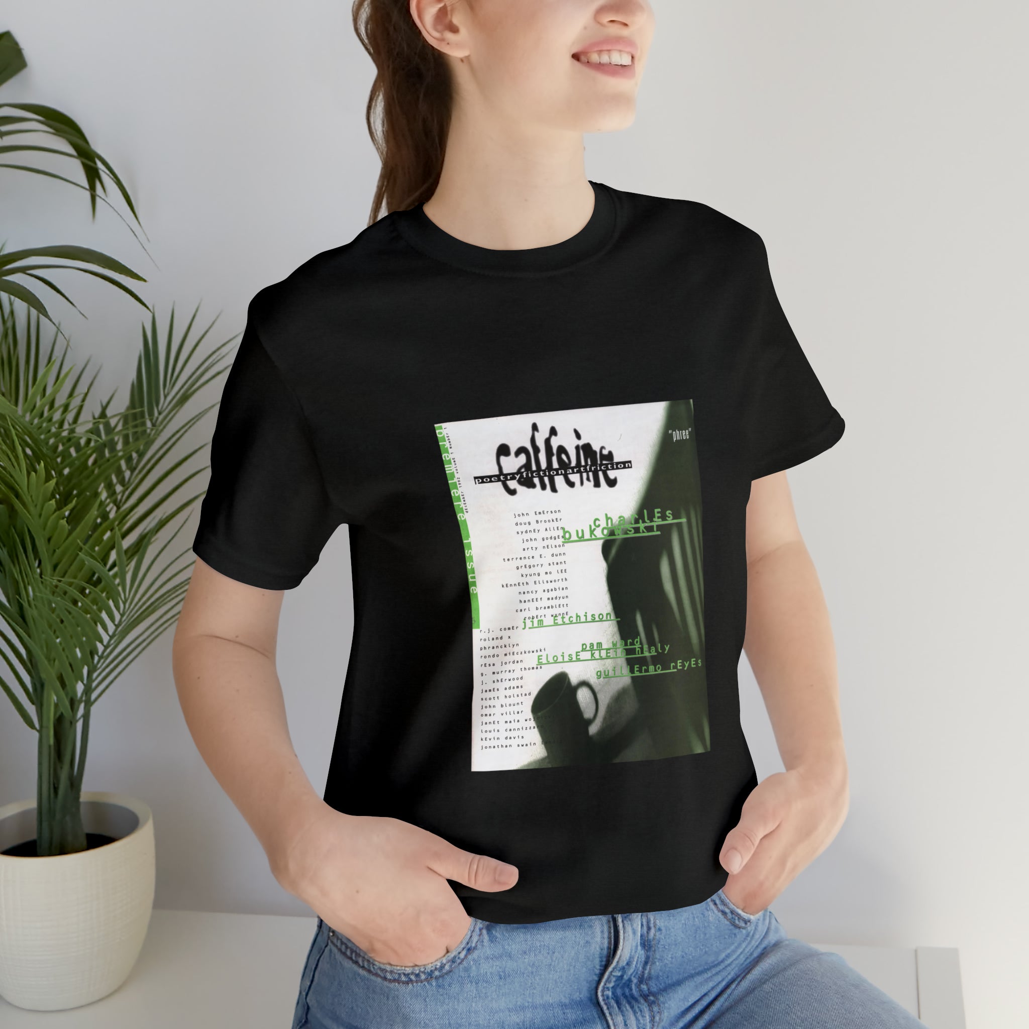 Caffeine Magazine: Poetry, Fiction, Art, Friction. Issue #1 Cover Art Unisex Jersey Short Sleeve Tee