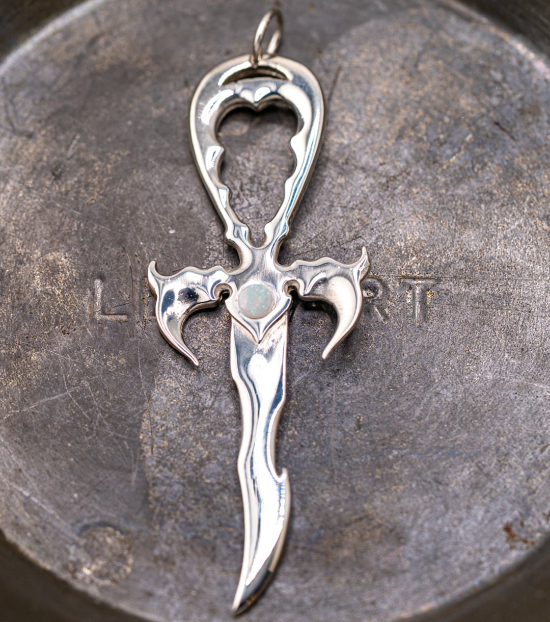 Opal & 925 Silver Large Vampire Ankh - Mystery Control x Endless Night