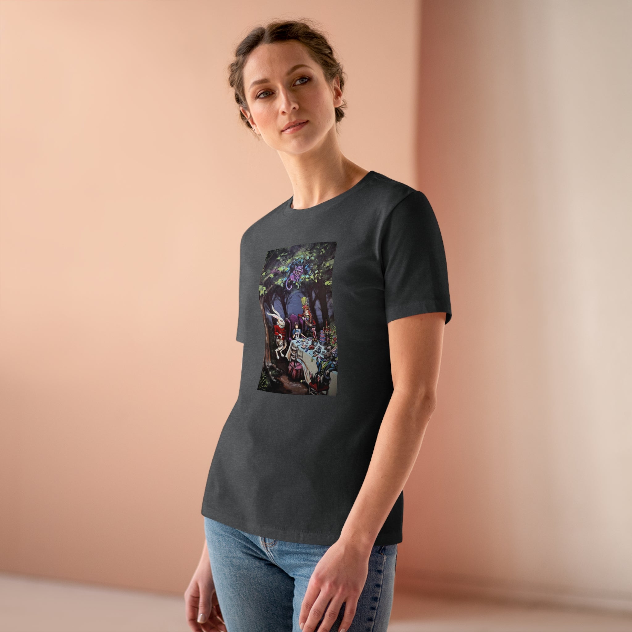 Scared & Alone "Mad Hatter's Tea Party" by Richard-Lael Lillard Women's Premium Gallery Tee