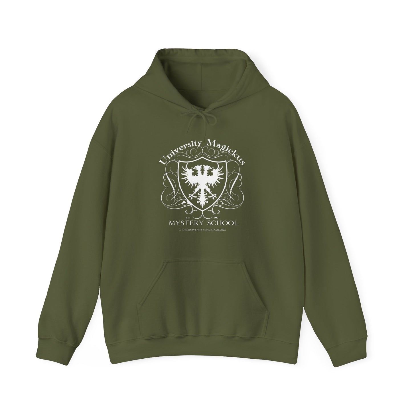 University Magickus White School Emblem Unisex Heavy Blend™ Hoodie