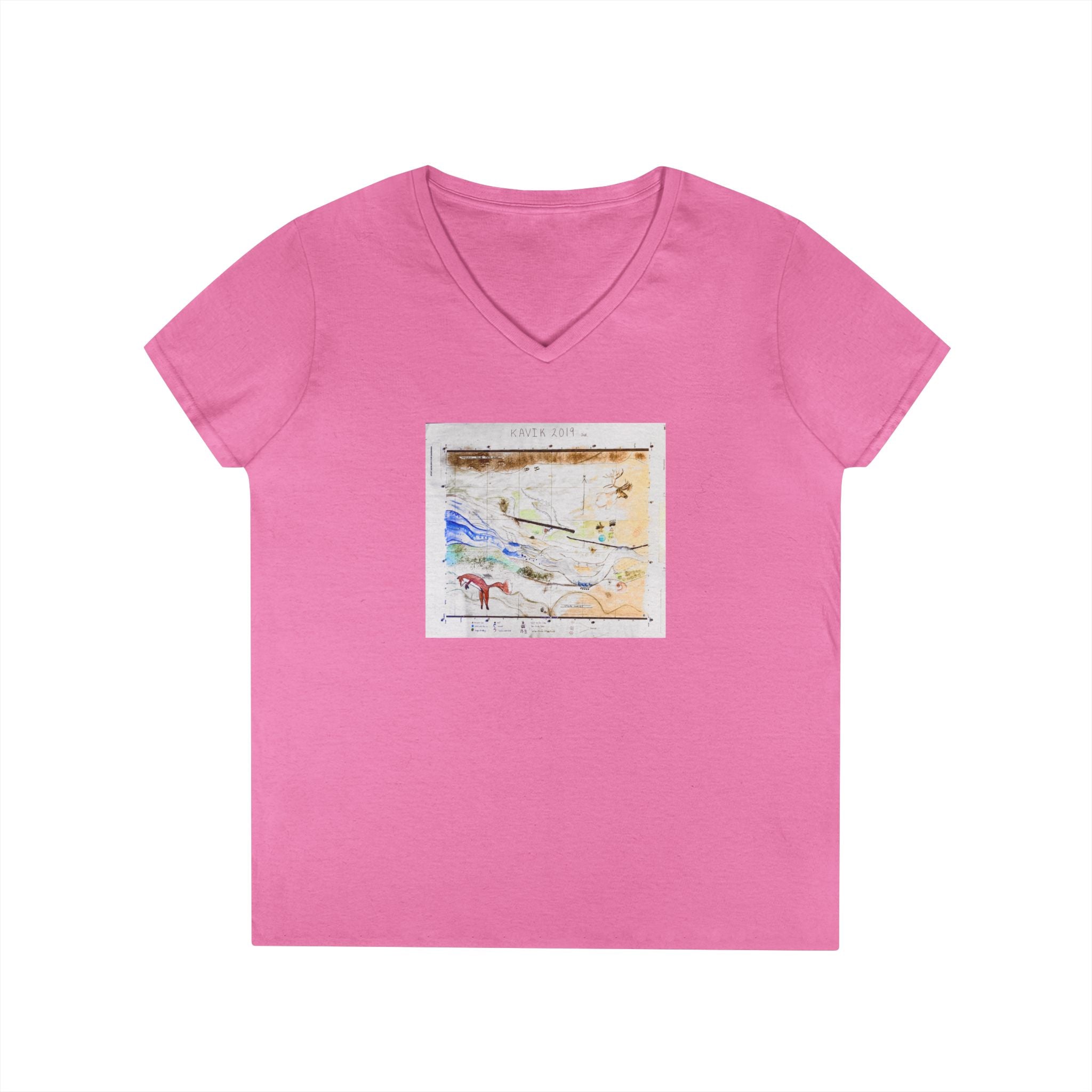Sue's Kavik River Map Ladies' V-Neck T-Shirt
