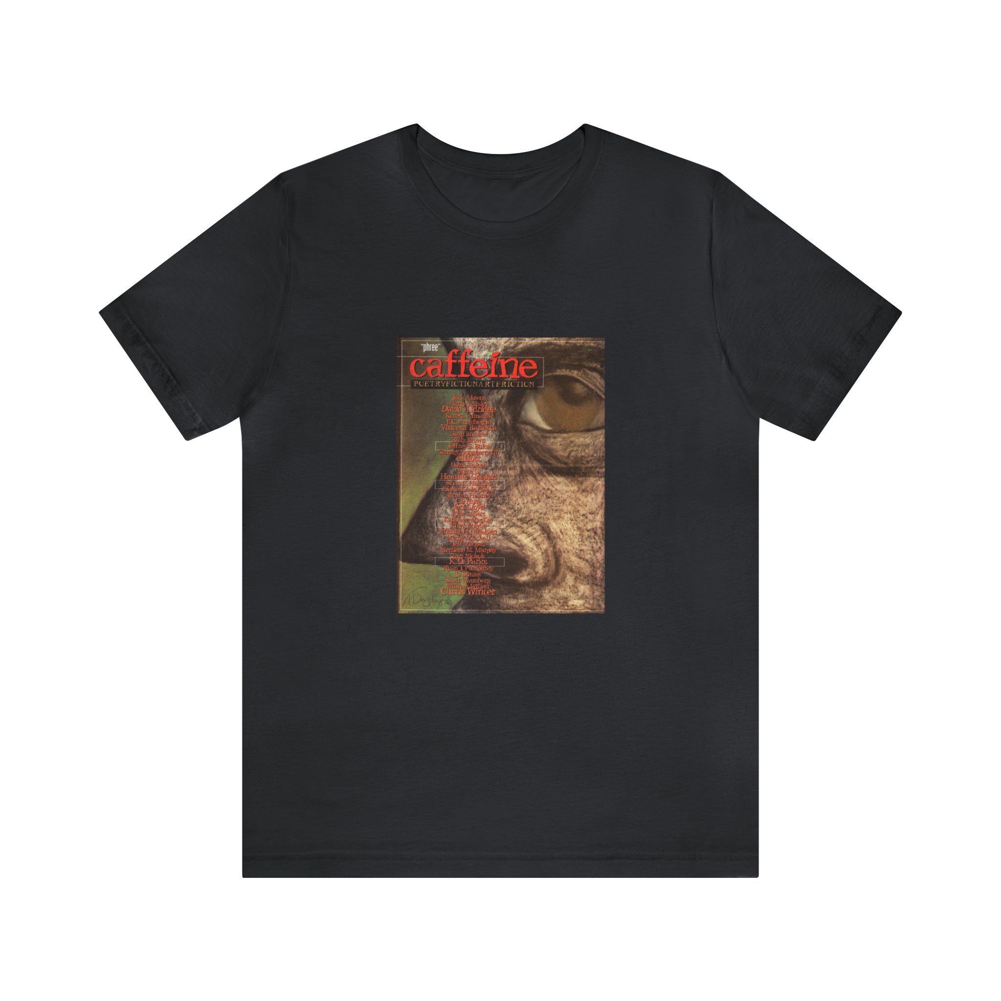Caffeine Magazine: Poetry, Fiction, Art, Friction. Issue #9 Cover Art Unisex Jersey Short Sleeve Tee