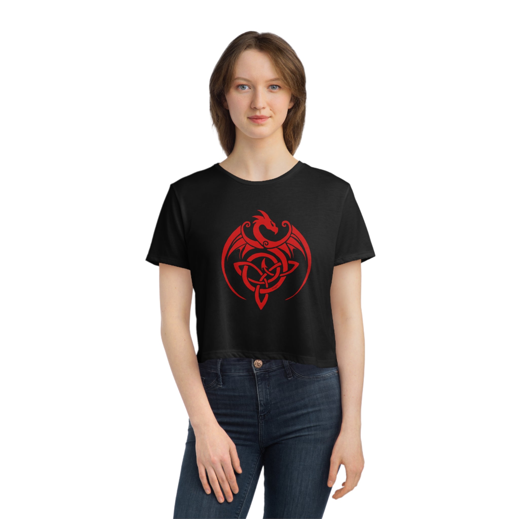 Spellcaster by Patti Negri Women's Flowy Cropped Tee - Dragon