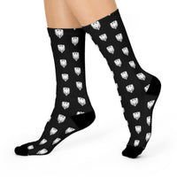 University Magickus "Double Dragon" Cushioned Crew Socks in Black/White