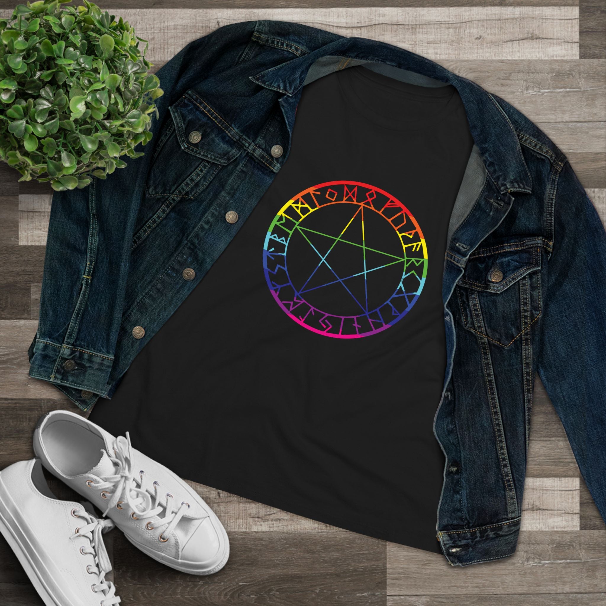 Spellcaster Casual Fit Women's Tee - Rainbow Witch