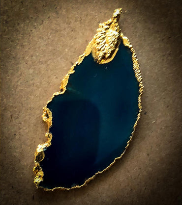 Aegean Blue Druzy Quartz & 14K Gold Plated Pendant Necklace
