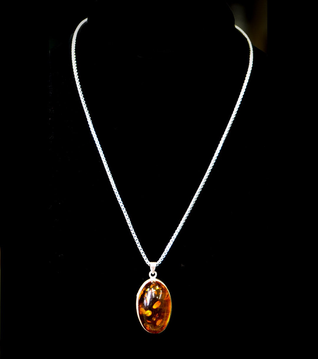 Baltic Amber "Flora"  925 Silver Pendant Necklace