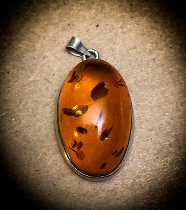 Baltic Amber "Flora"  925 Silver Pendant Necklace