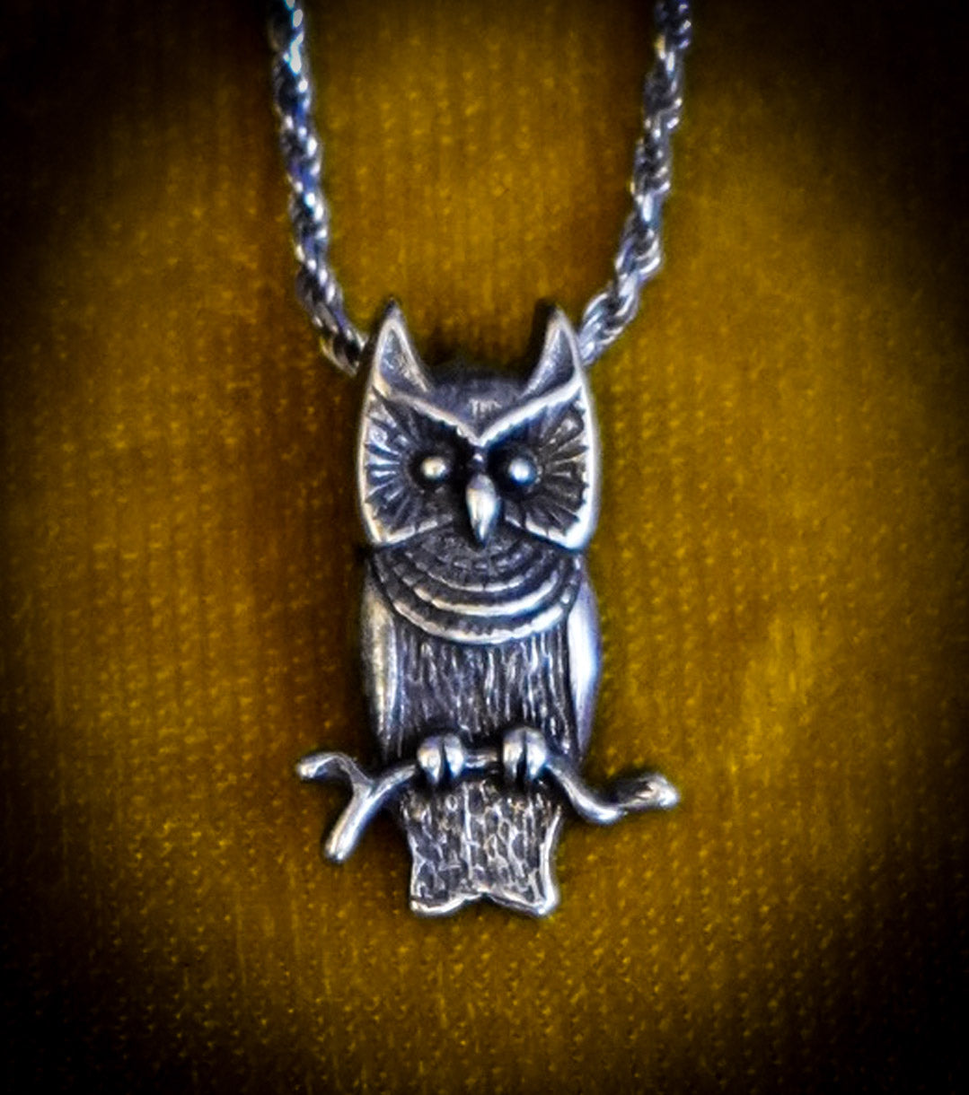 925 Silver Athena's Owl Pendant Necklace