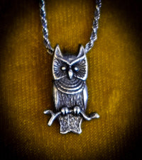 925 Silver Athena's Owl Pendant Necklace