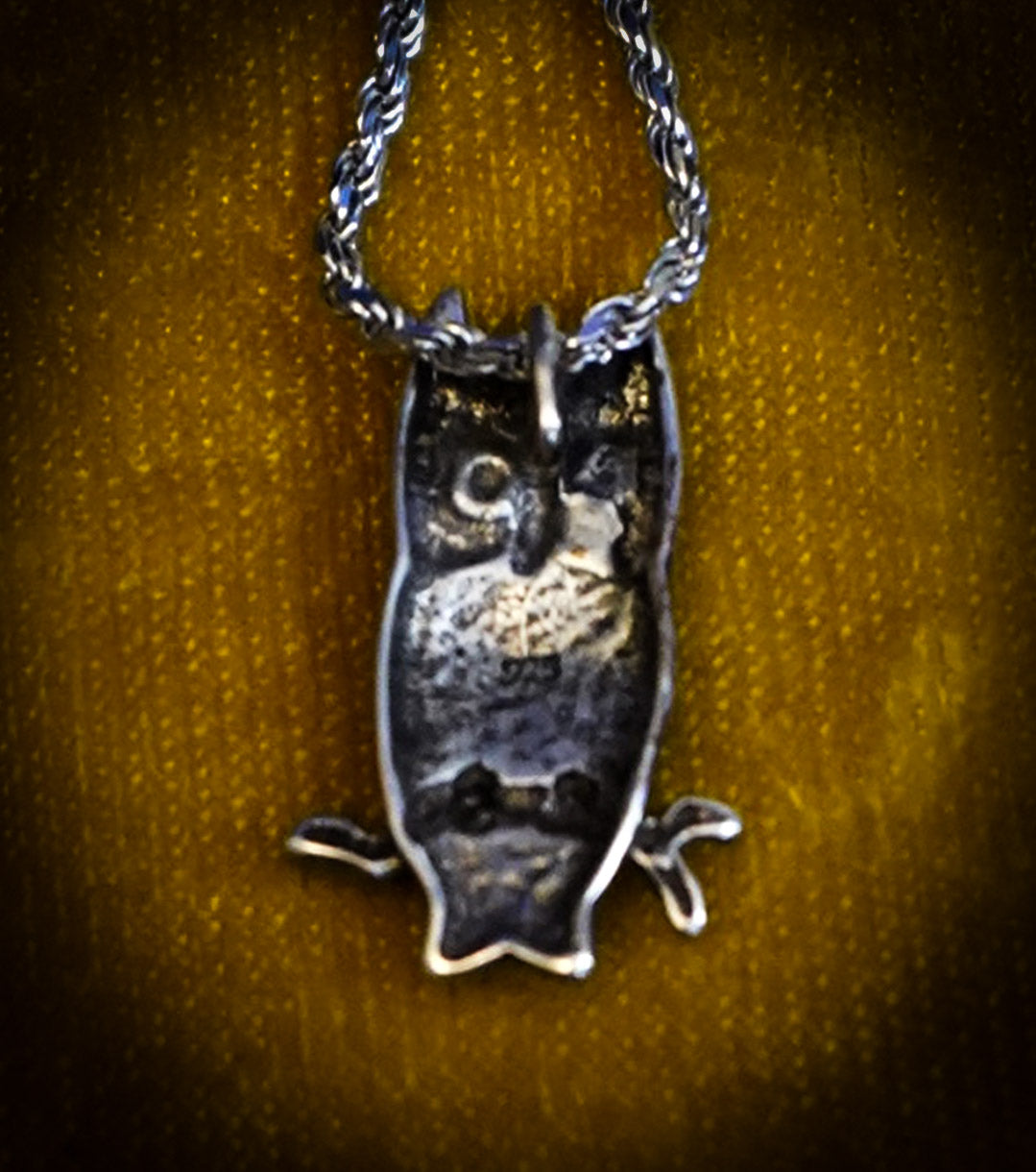 925 Silver Athena's Owl Pendant Necklace