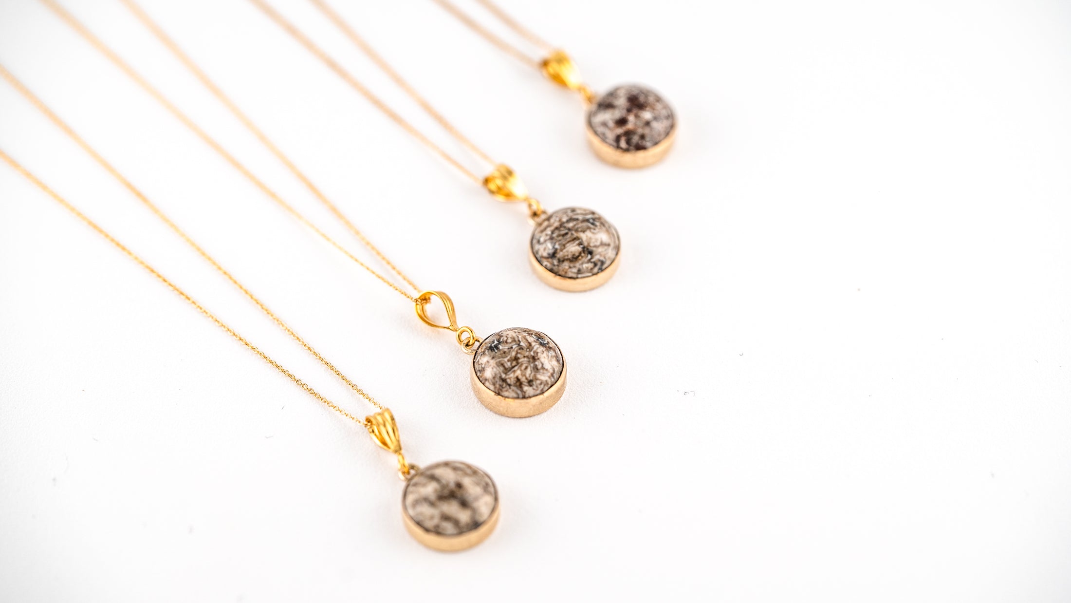 Moroccan Dinosaur Bone with 14K Gold-Filled 925 Silver Charm Necklace