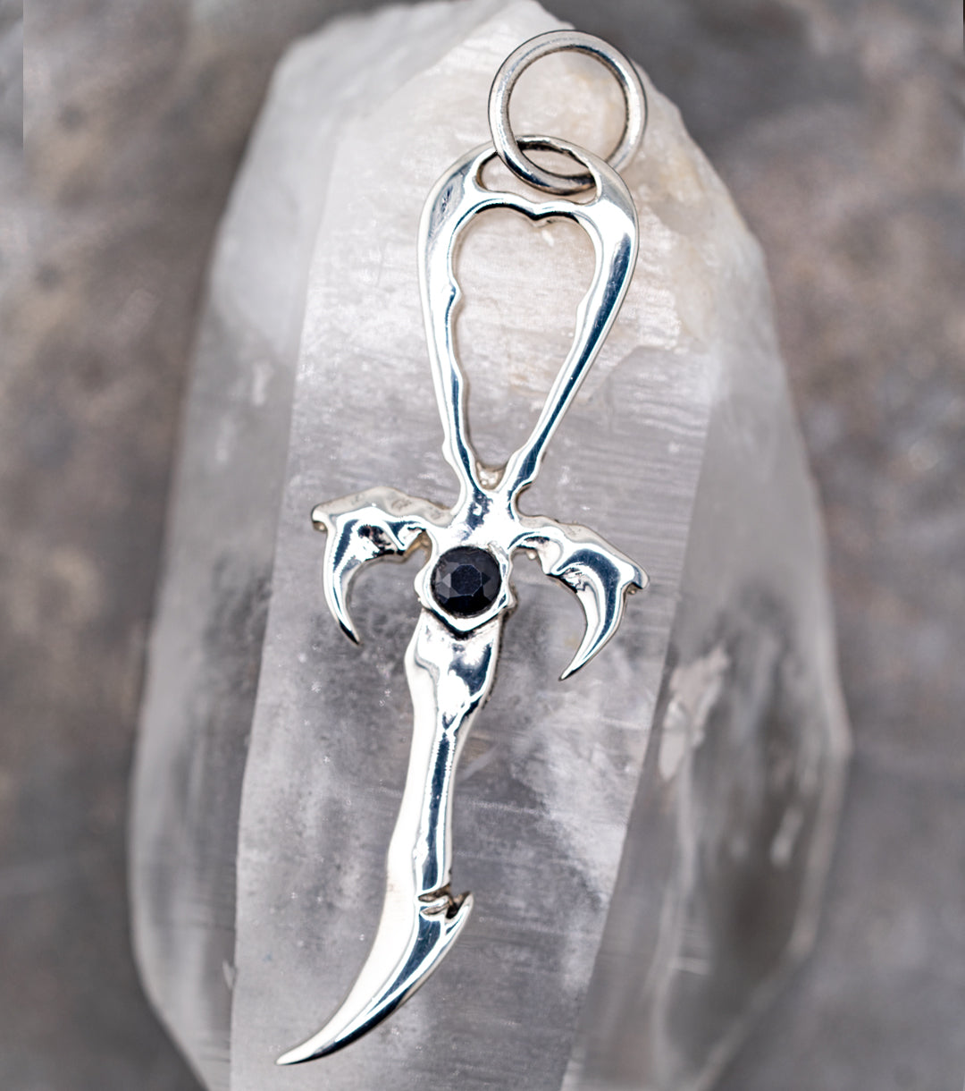 Black Sapphire & 925 Silver Vampire Ankh - Mystery Control x Endless Night