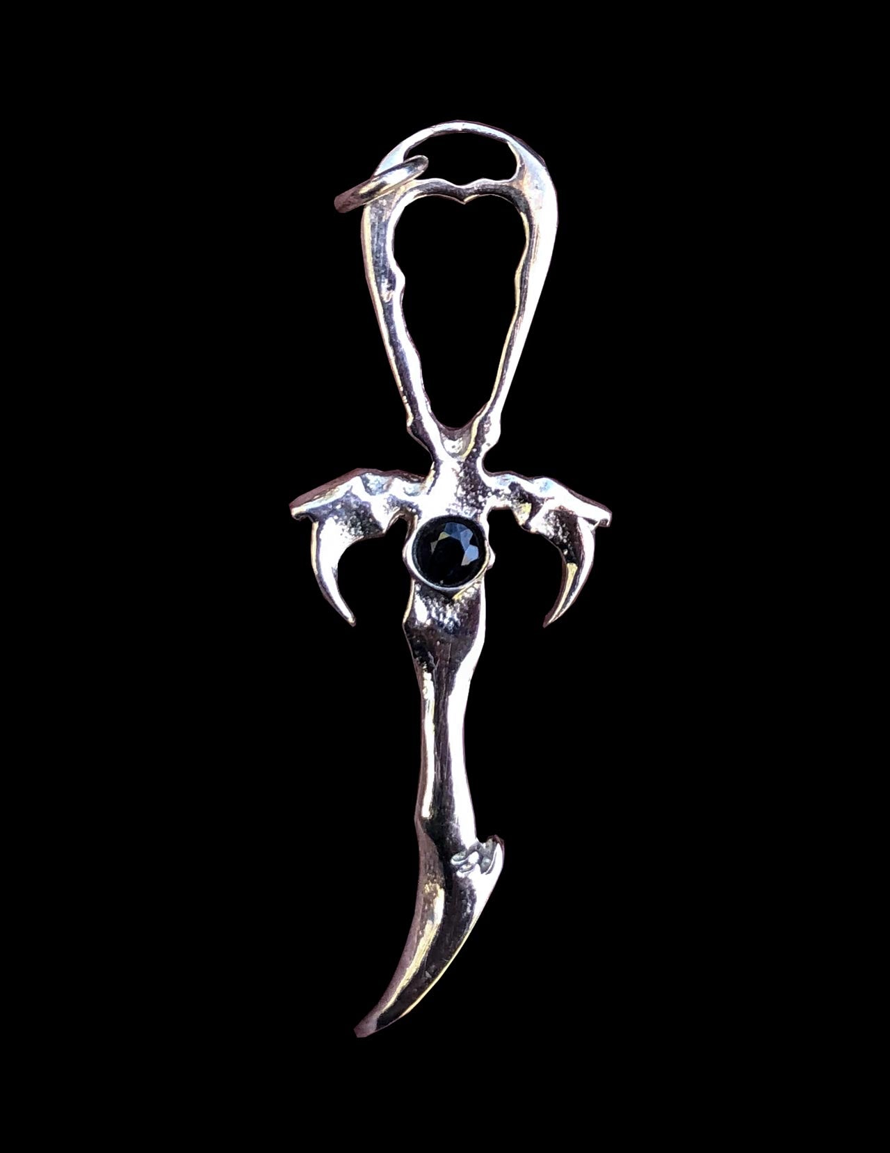 Black Sapphire & 925 Silver Vampire Ankh - Mystery Control x Endless Night