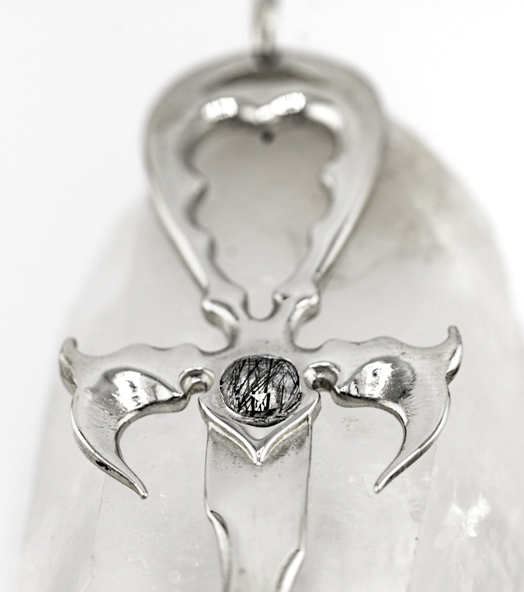 Black Tourmaline Quartz & 925 Silver Large Vampire Ankh - Mystery Control x Endless Night