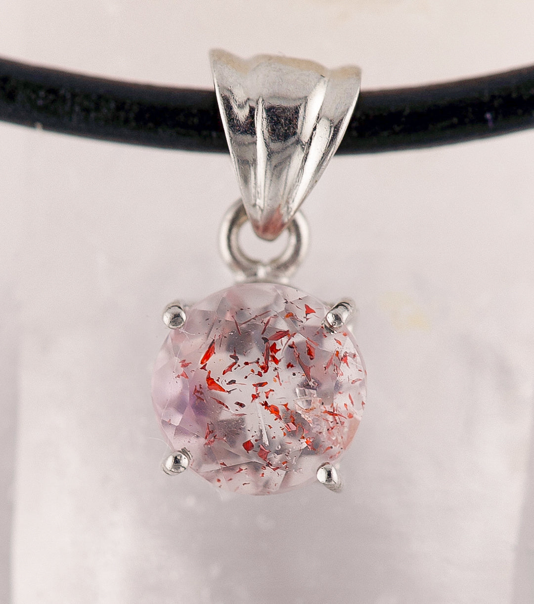 "Dexter" Skeletal Quartz, 925 Silver and Leather Necklace