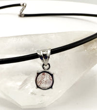 Elestial Quartz  "Blood Splatter" Pendant 925 Silver and Leather Necklace