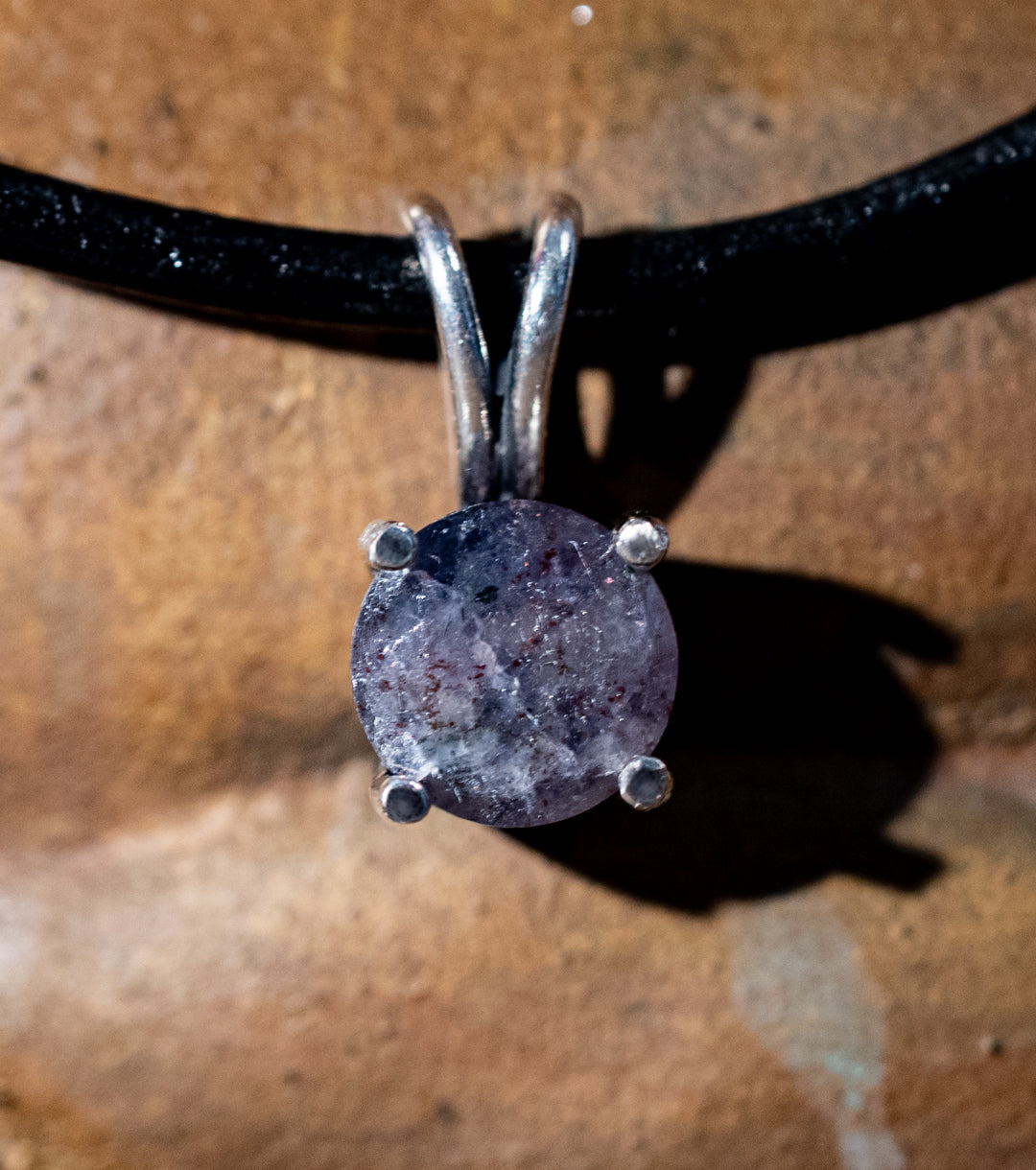 "Seer's Stone" Viking Bloodshot Iolite Silver & Black Leather Necklace