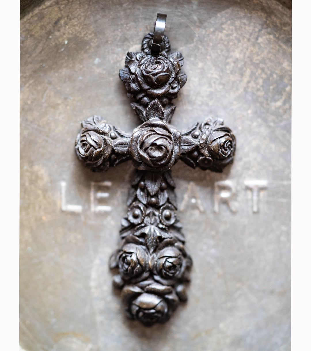 Bog Oak Victorian Mourning Cross