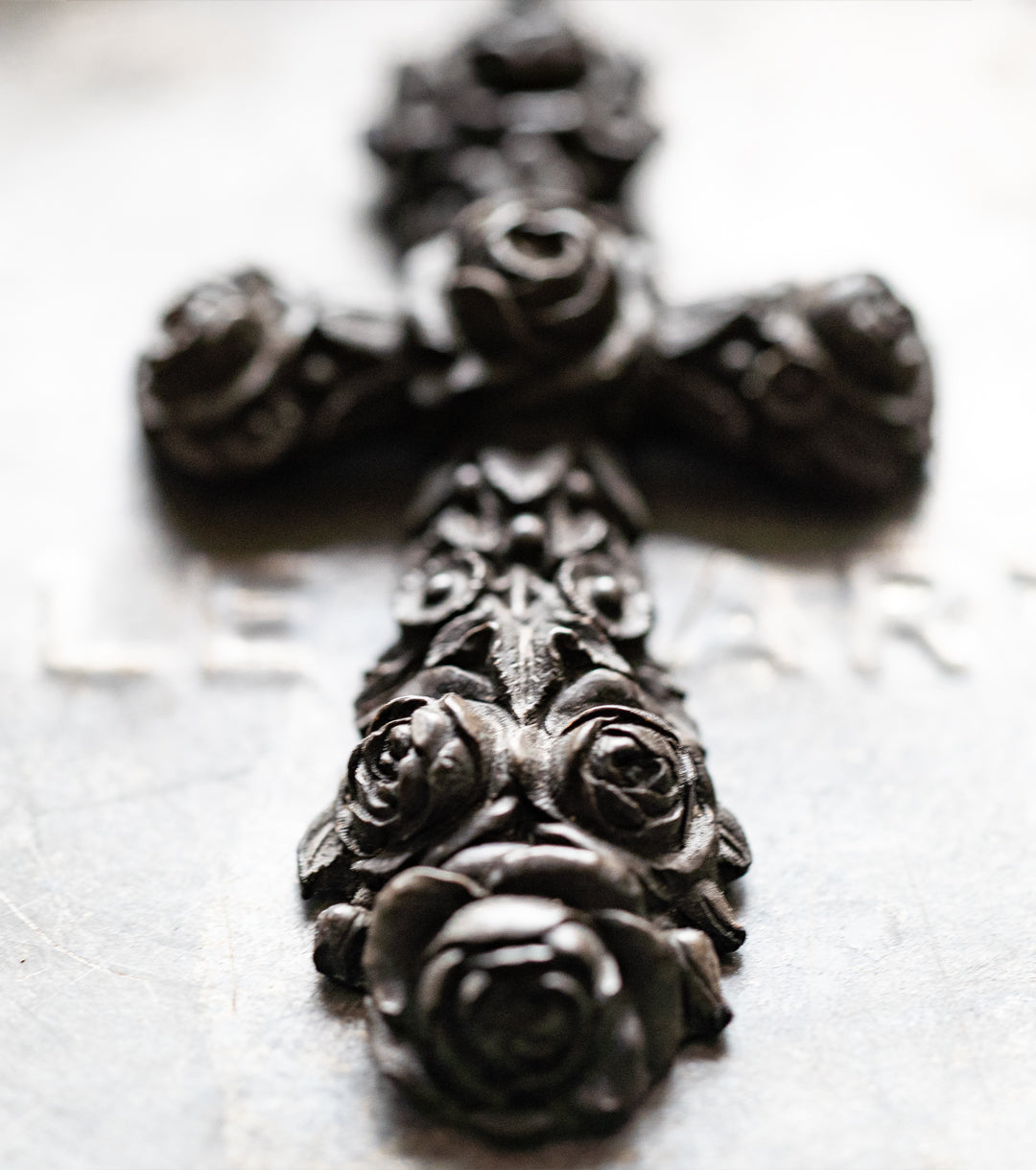 Bog Oak Victorian Mourning Cross