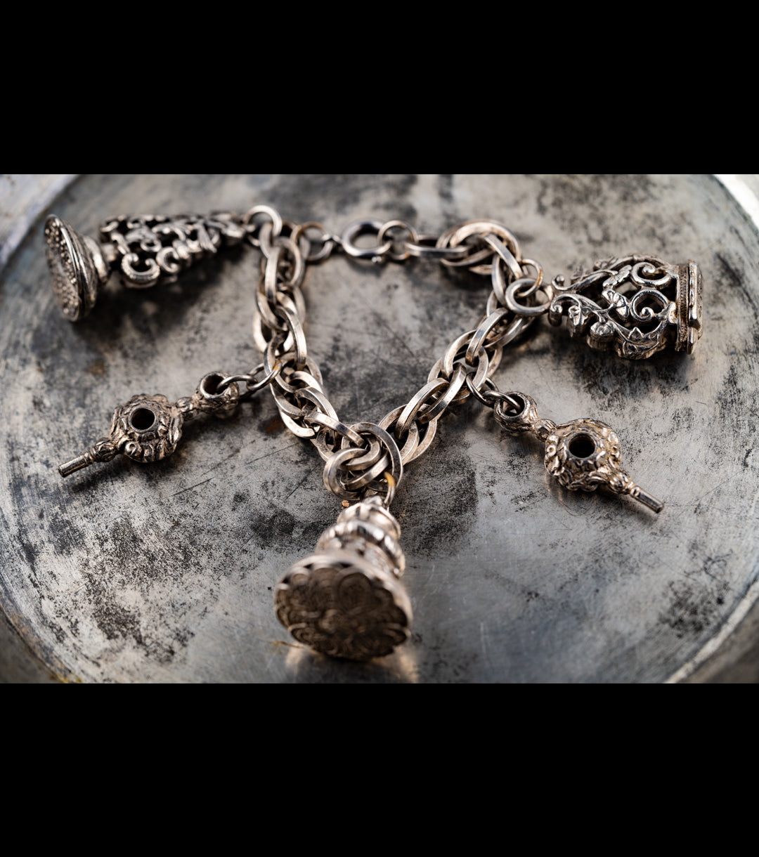 Chatelaine Bracelet in 835 Silver Dutch Early 1800s