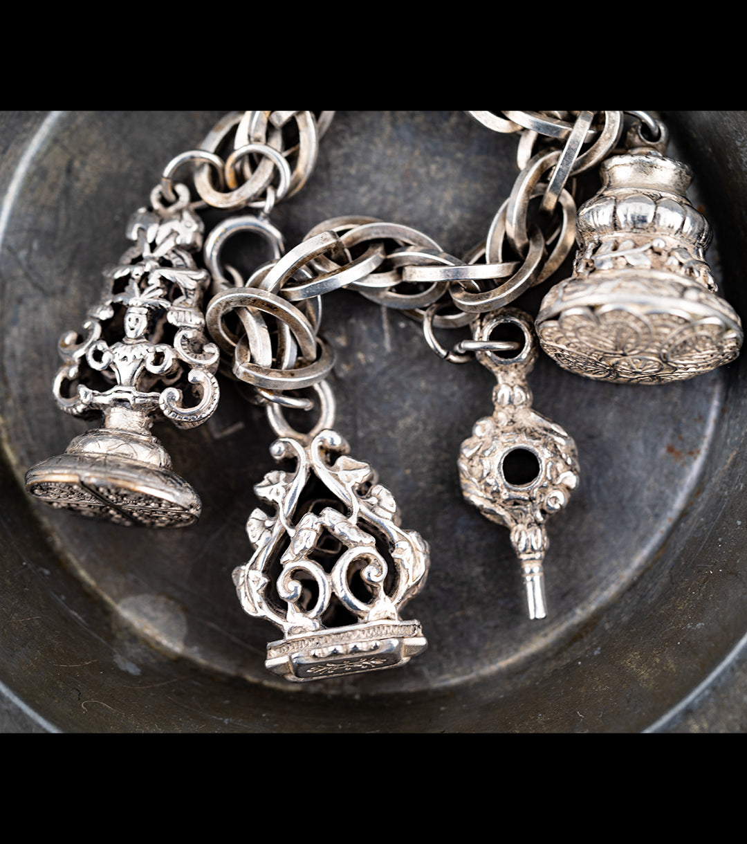 Chatelaine Bracelet in 835 Silver Dutch Early 1800s