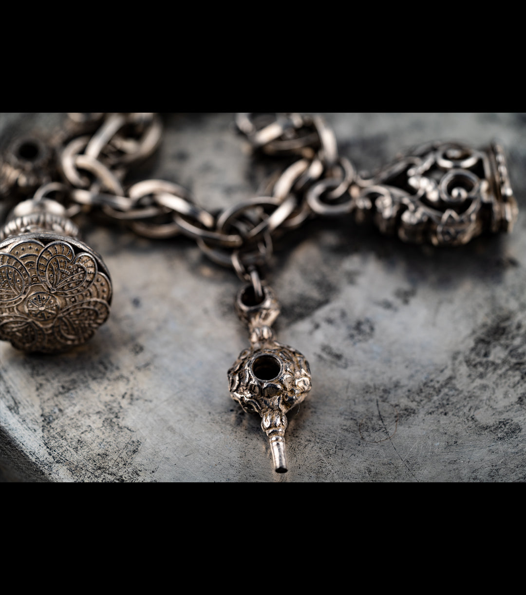 Chatelaine Bracelet in 835 Silver Dutch Early 1800s